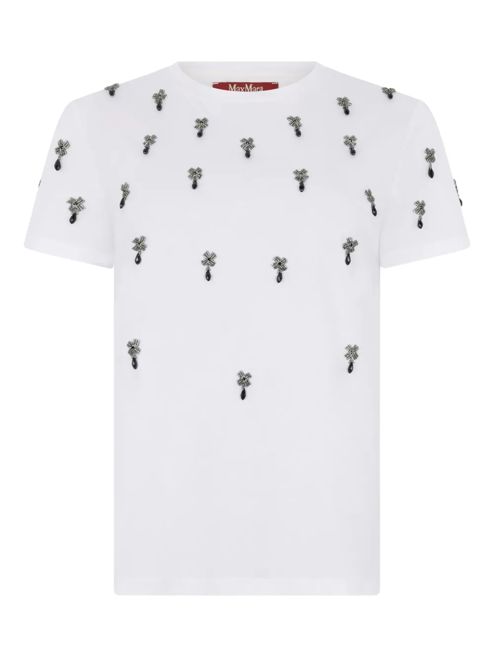 Max Mara Pontile embellished cotton T-shirt Wit