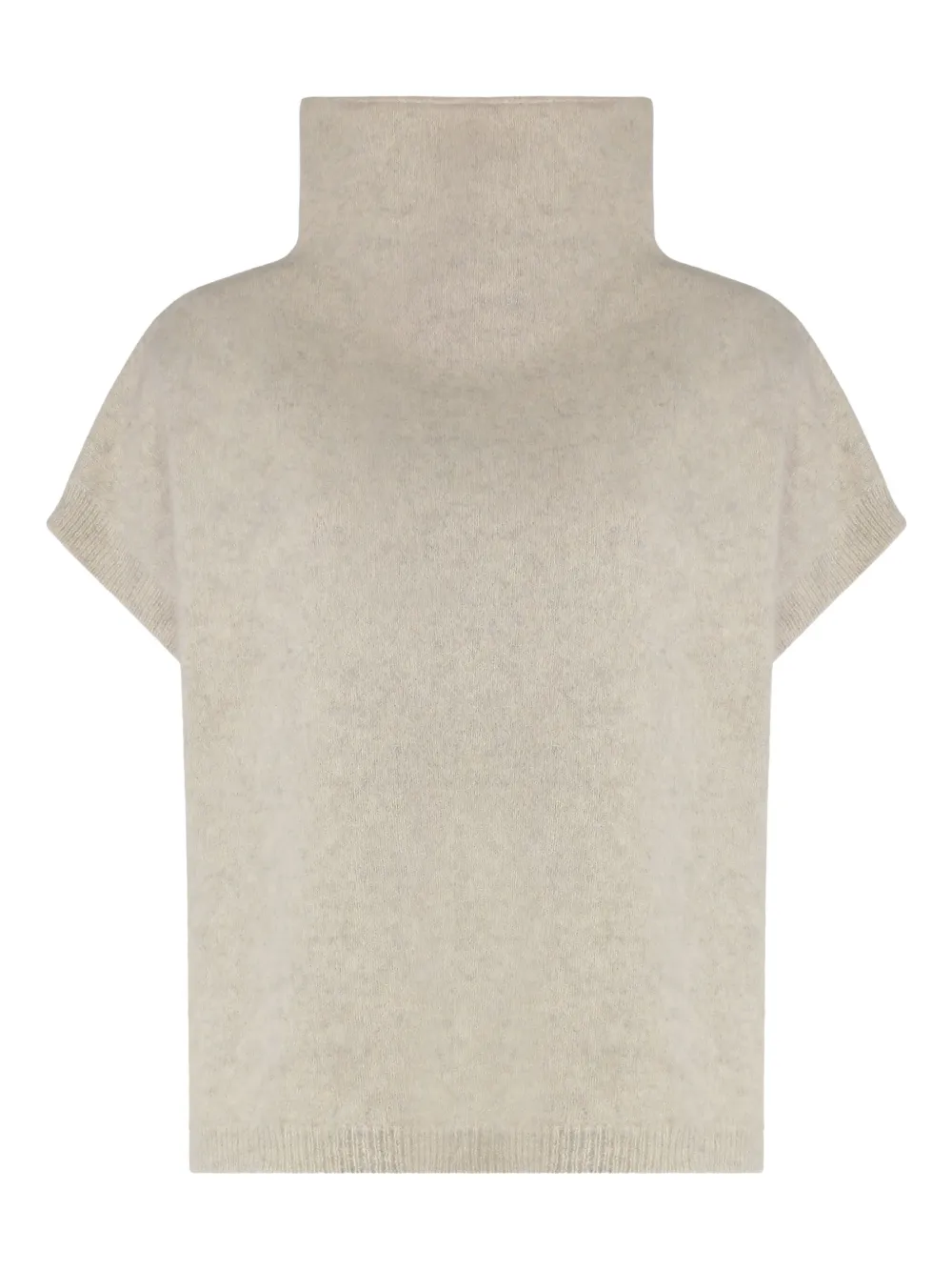 P.a.r.o.s.h Parosh High-neck Raccoon Sweater With Ribbed Trim In Neutral
