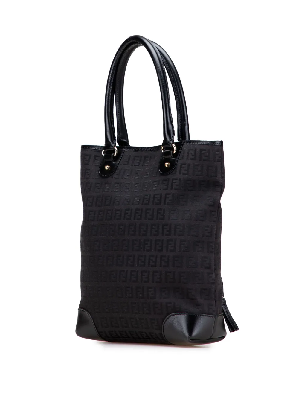 Pre-owned Fendi 2000-2010 Zucchino Canvas Chef Front Pocket Shopping Tote Bag In Brown