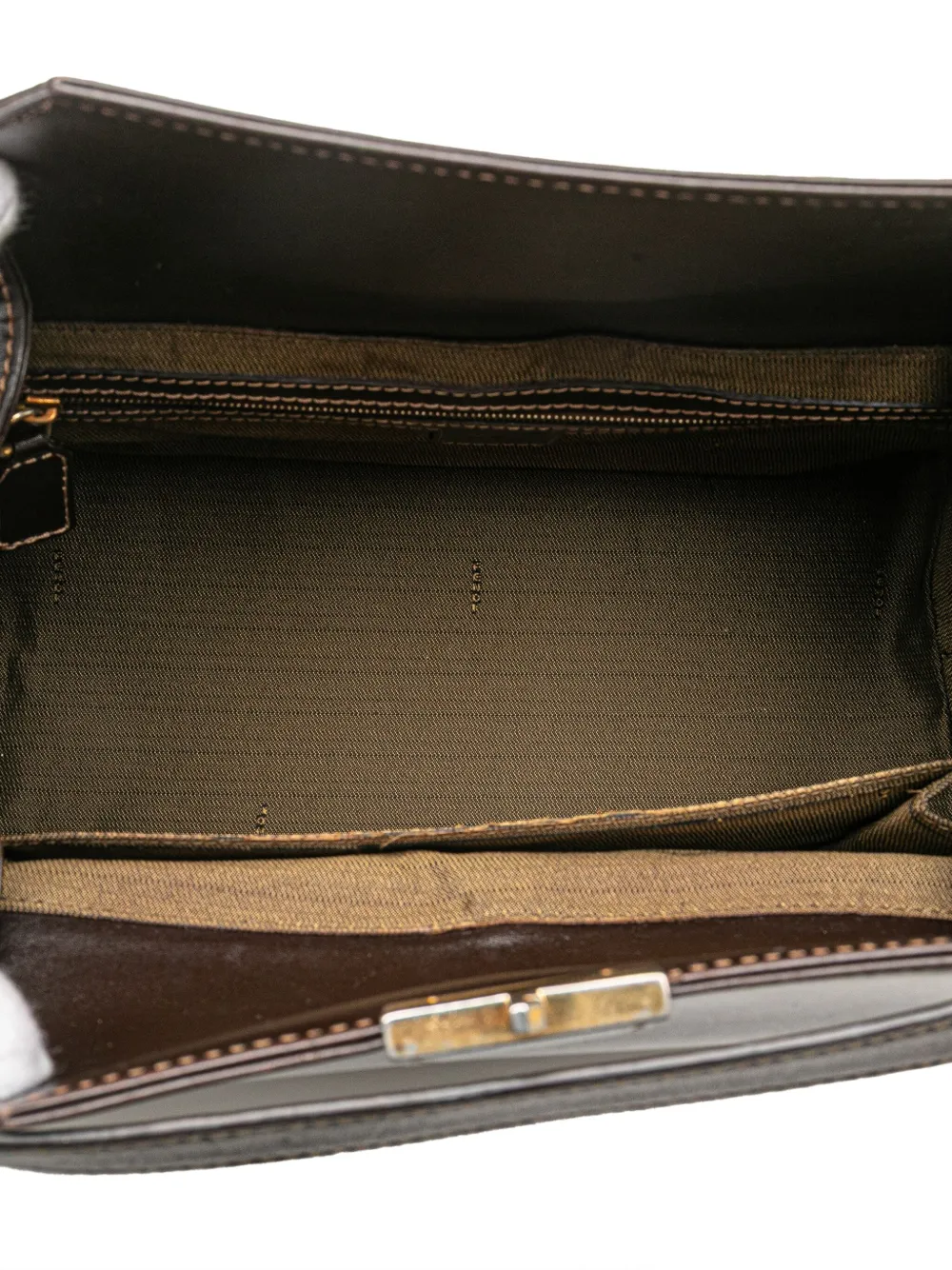 Pre-owned Fendi 2000-2010 Zucca Canvas Push Lock Box Handbag In Brown