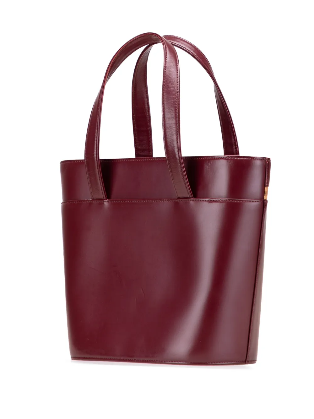 Pre-owned Burberry 2000-2017 House Check Canvas Trimmed Leather Handbag In Red