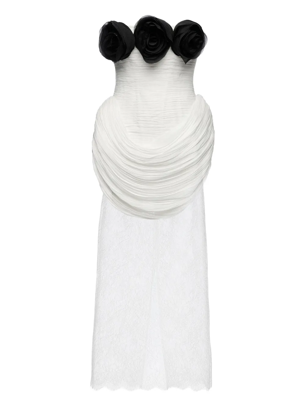 Ana Radu rose-embellished pleated dress - ホワイト Ana Radu rose-embellished pleated dress - ホワイト