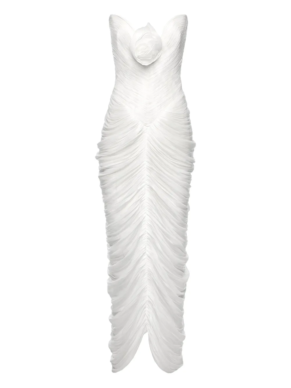 Ana Radu rose-embellished draped maxi dress - ホワイト Ana Radu rose-embellished draped maxi dress - ホワイト