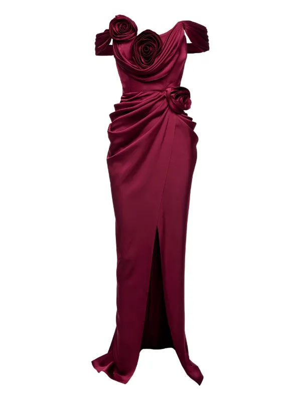 Ana Radu rose-embellishment Maxi Dress | Red | FARFETCH