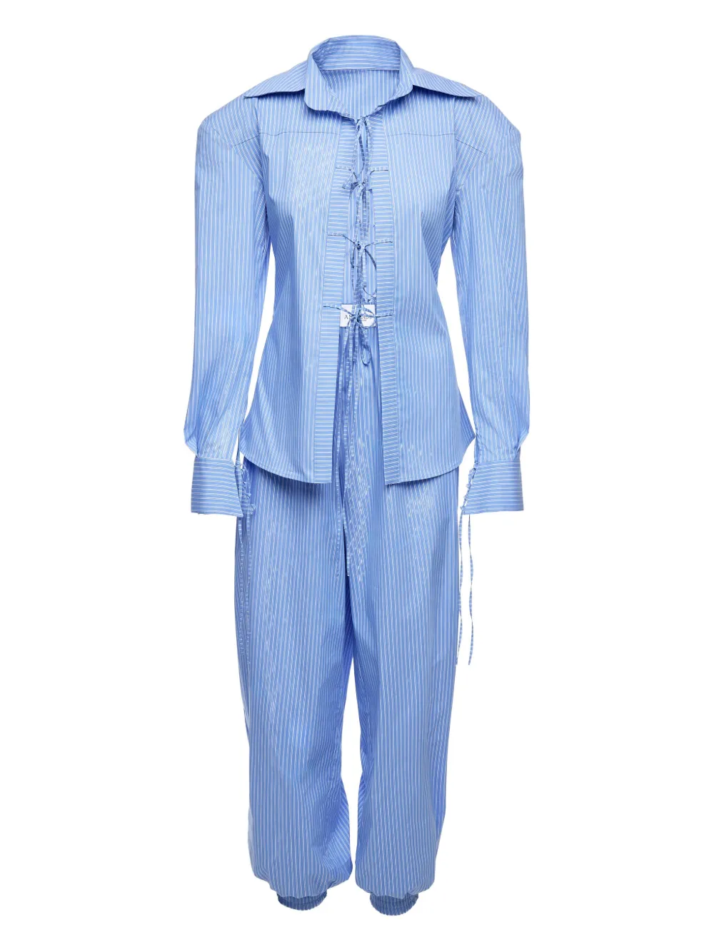 Ana Radu lace-up pinstripe jumpsuit - ブルー Ana Radu lace-up pinstripe jumpsuit - ブルー