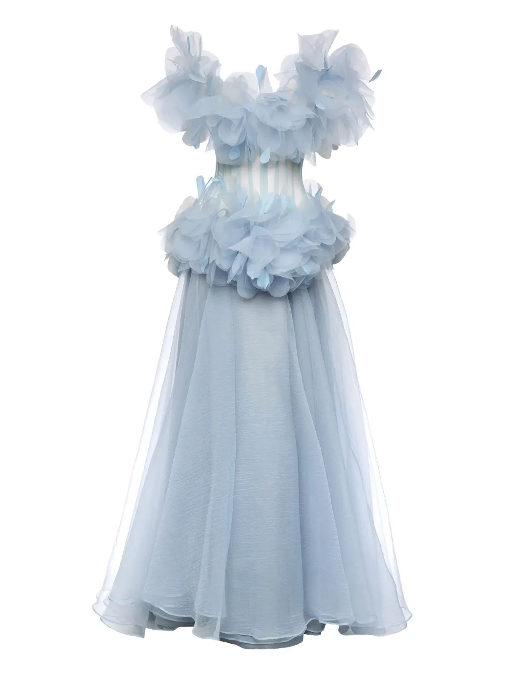 Ana Radu layered-ruffles corset maxi dress - ブルー Ana Radu layered-ruffles corset maxi dress - ブルー