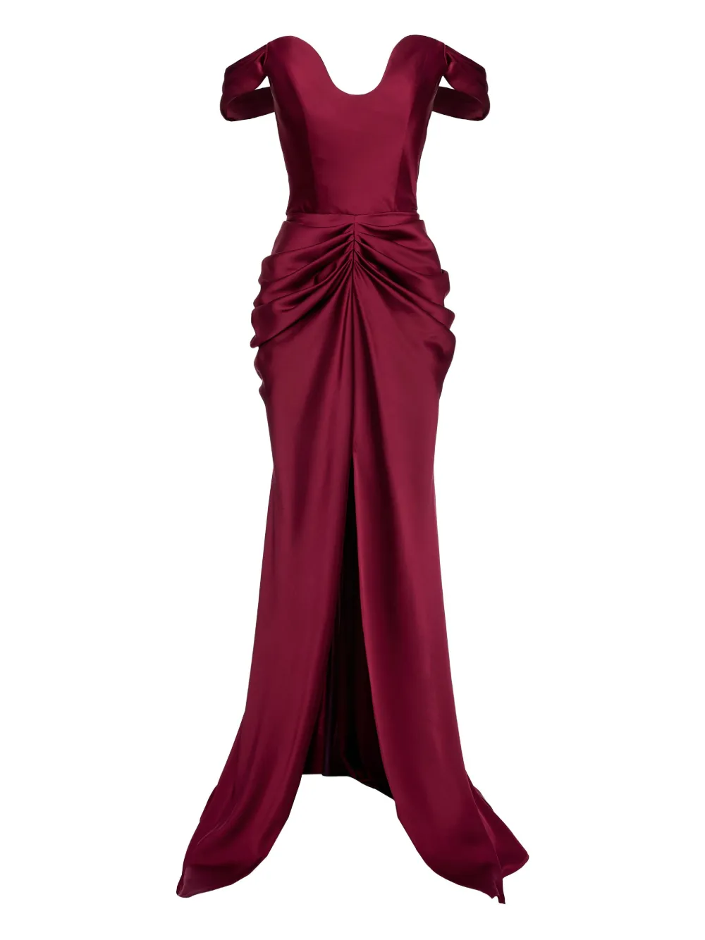 Ana Radu off-the-shoulder draped dress - レッド Ana Radu off-the-shoulder draped dress - レッド