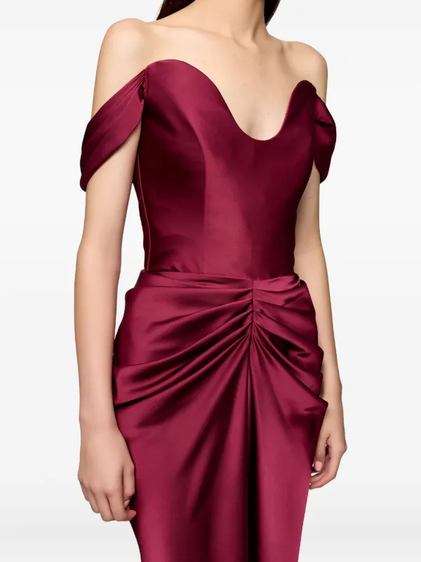 Ana Radu 露肩垂坠感连衣裙| 红色| FARFETCH CN