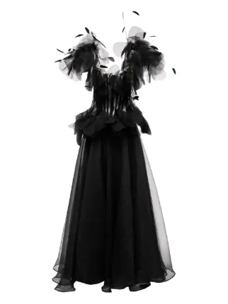 black feather corset dress Strapless Sequin Corset Feather Dress Black