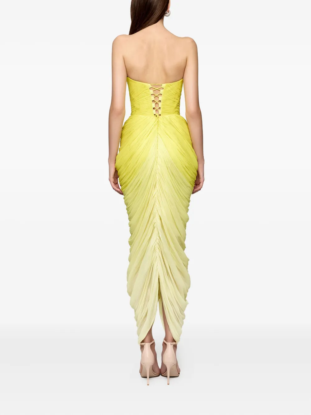 Ana Radu Strapless maxi-jurk Geel