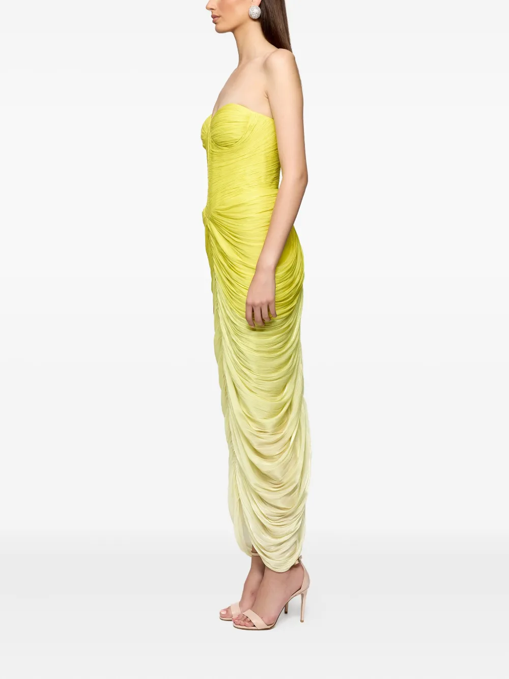 Ana Radu Strapless maxi-jurk Geel