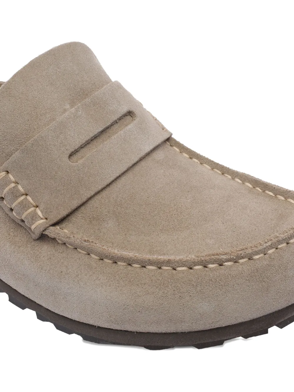 Birkenstock Suede Penny Flat Mules In Gray