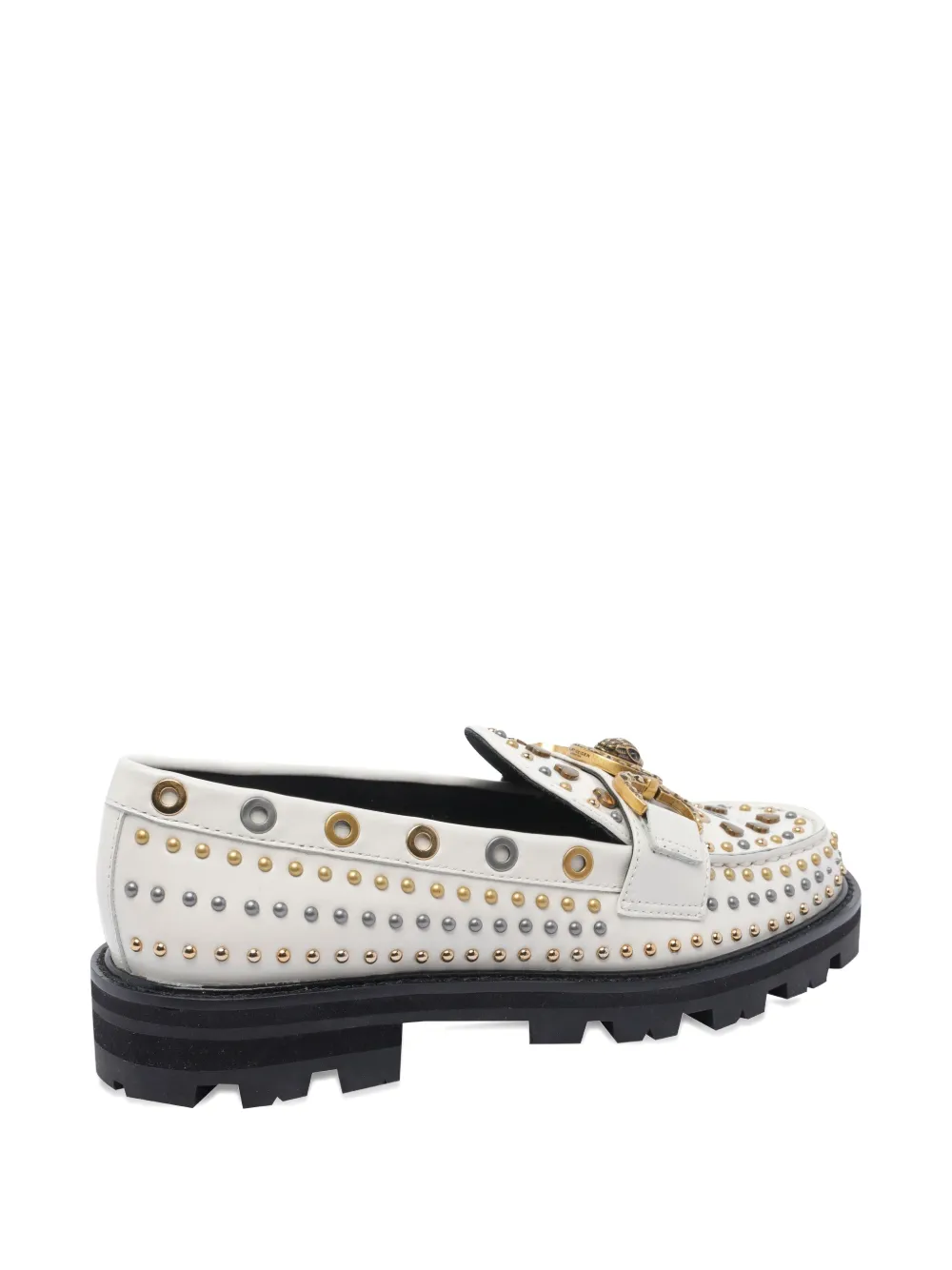Kurt Geiger Mansion Stud Embellished Loafers In Neutral