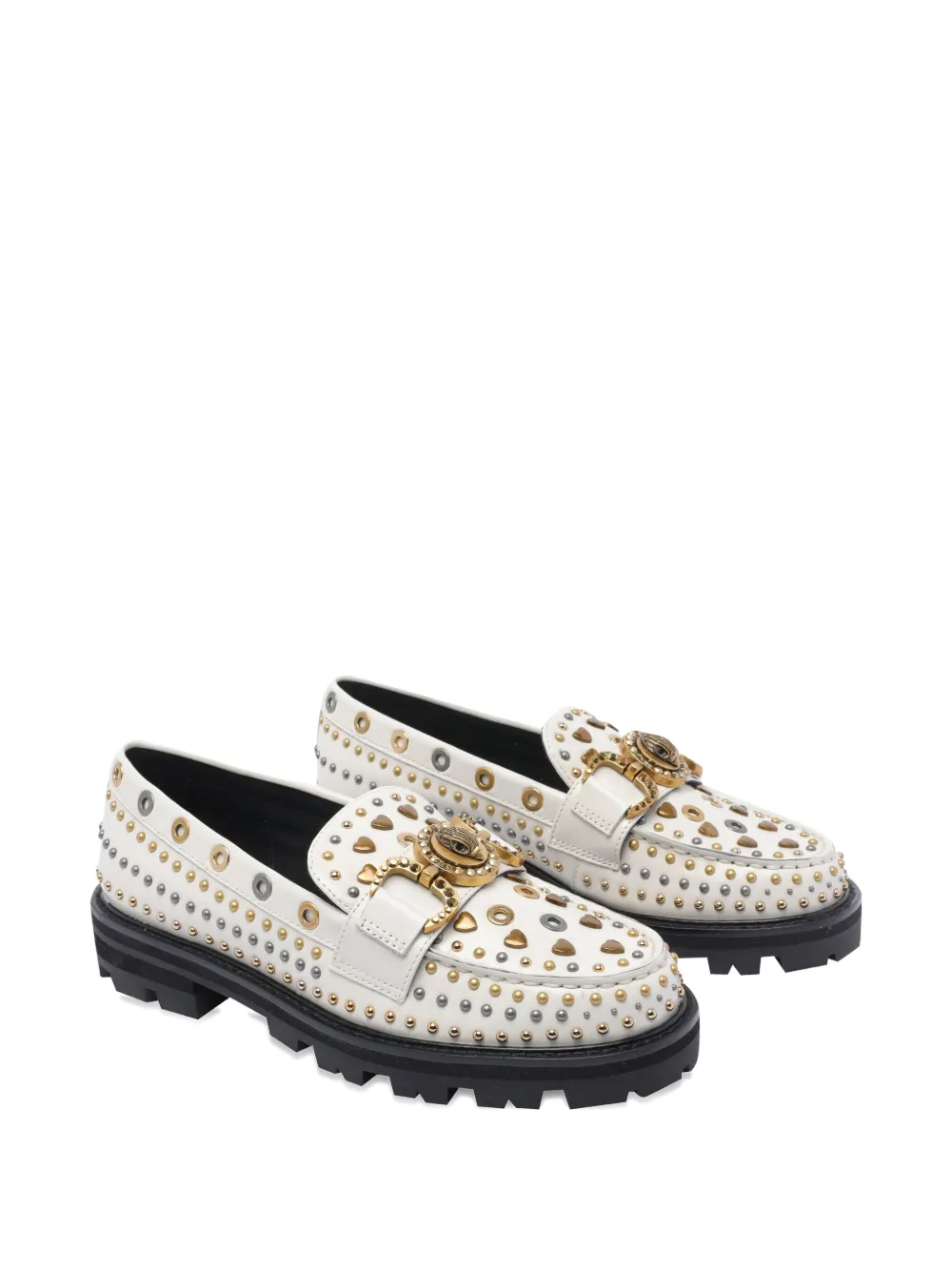 Kurt Geiger Mansion Stud Embellished Loafers In Neutral