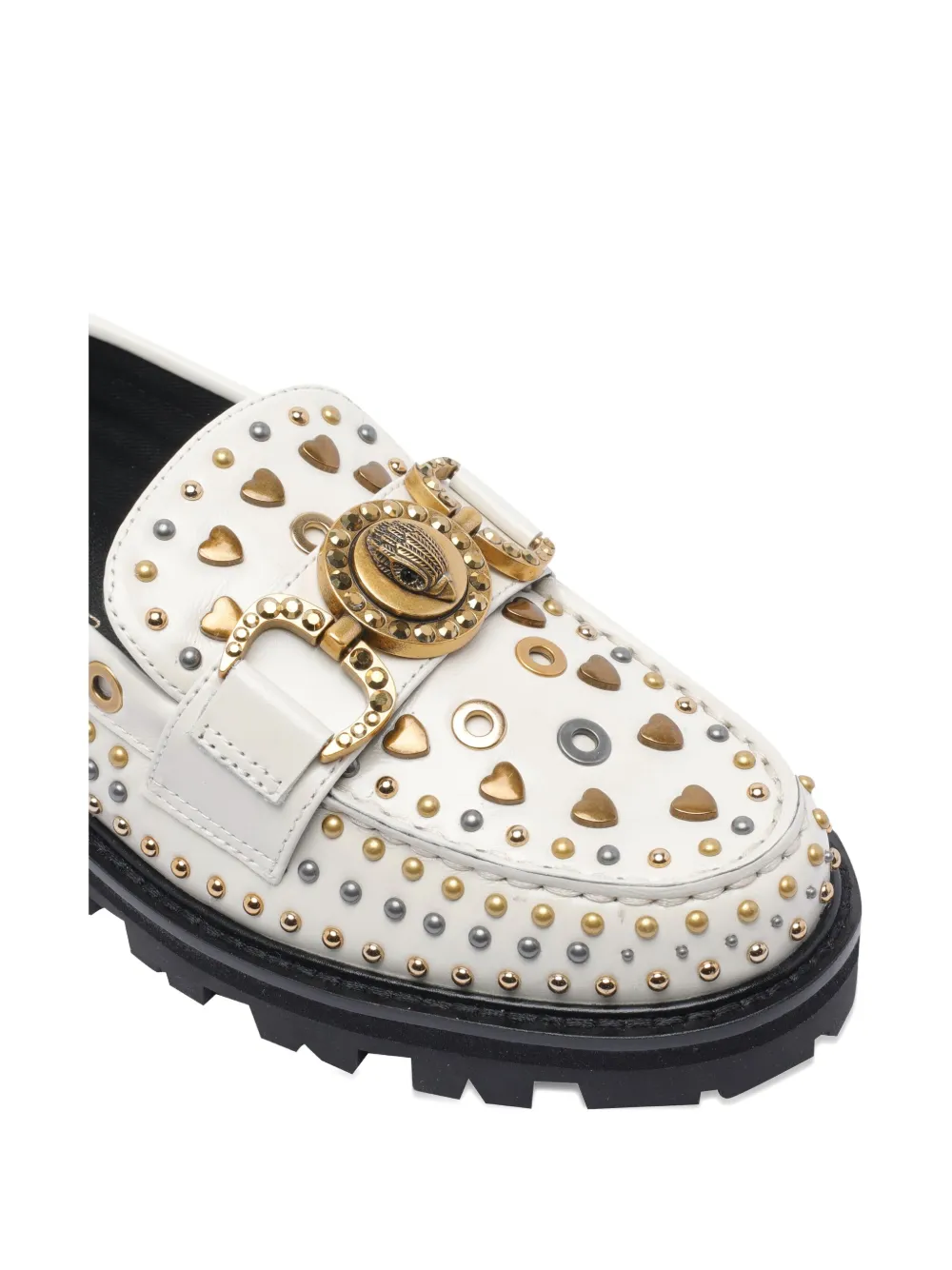 Kurt Geiger Mansion Stud Embellished Loafers In Neutral