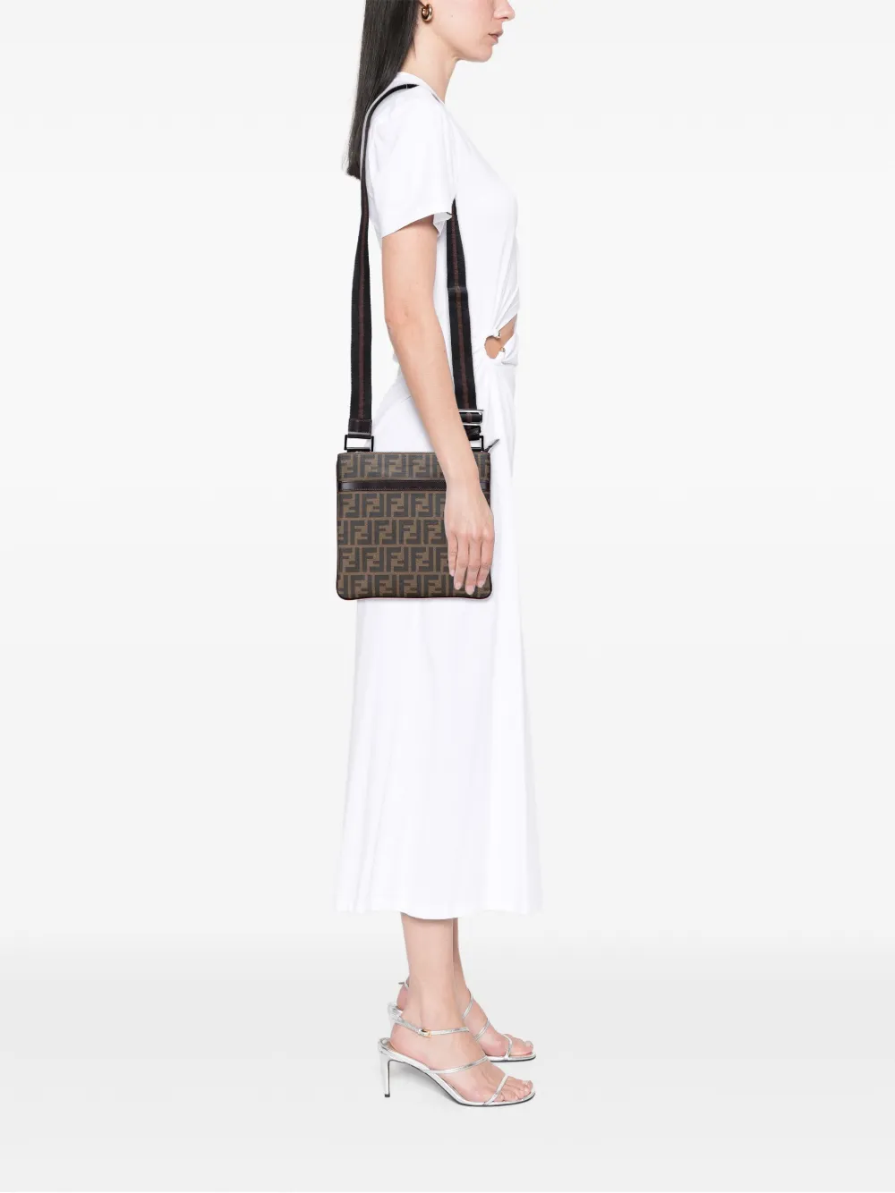 Pre-owned Fendi 2010-2025 Zucca Coated Canvas Crossbody Bag In Brown