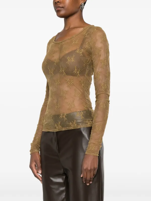 IMPERIAL floral-lace long-sleeve Top Green FARFETCH PH