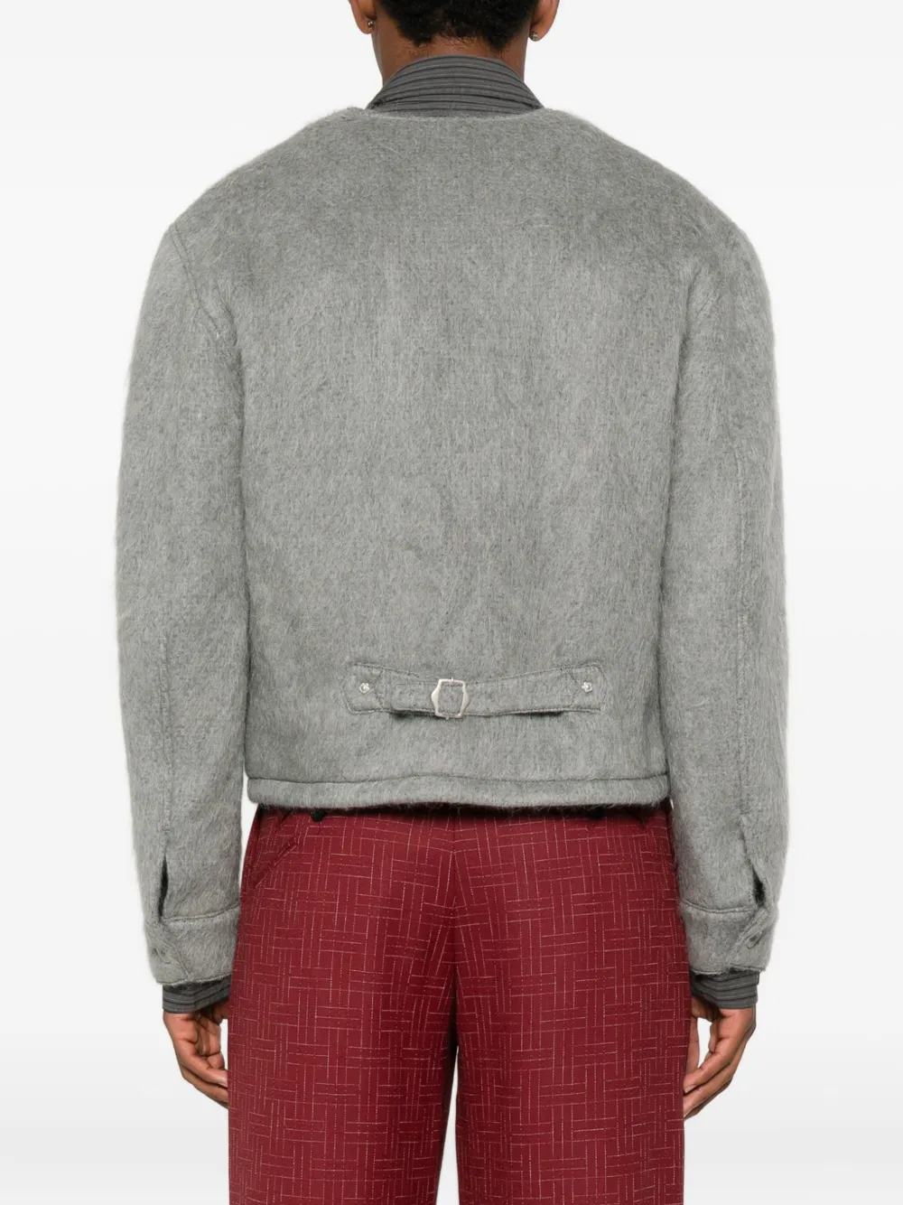Kenzo Buttoned Patch-pocket Jacket In Gray