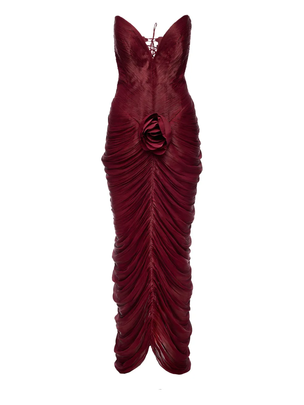 Ana Radu rose-embellished pleated dress - レッド Ana Radu rose-embellished pleated dress - レッド