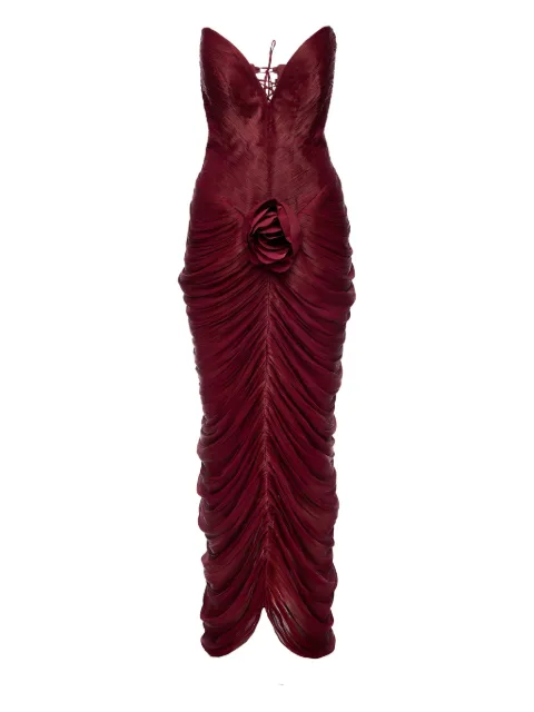 Ana Radu rose-embellished pleated dress