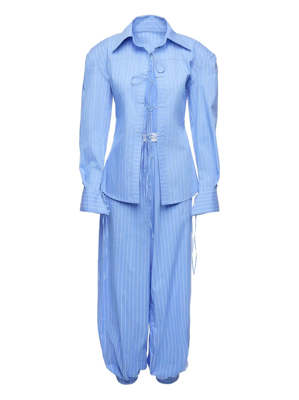 Ana Radu lace-up pinstripe set | Blue | Image 1