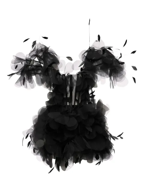 Ana Radu feather-trimmed ruffled dress