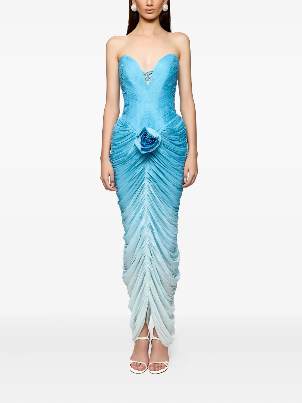 Ana Radu Jurk verfraaid met rozen - Blauw