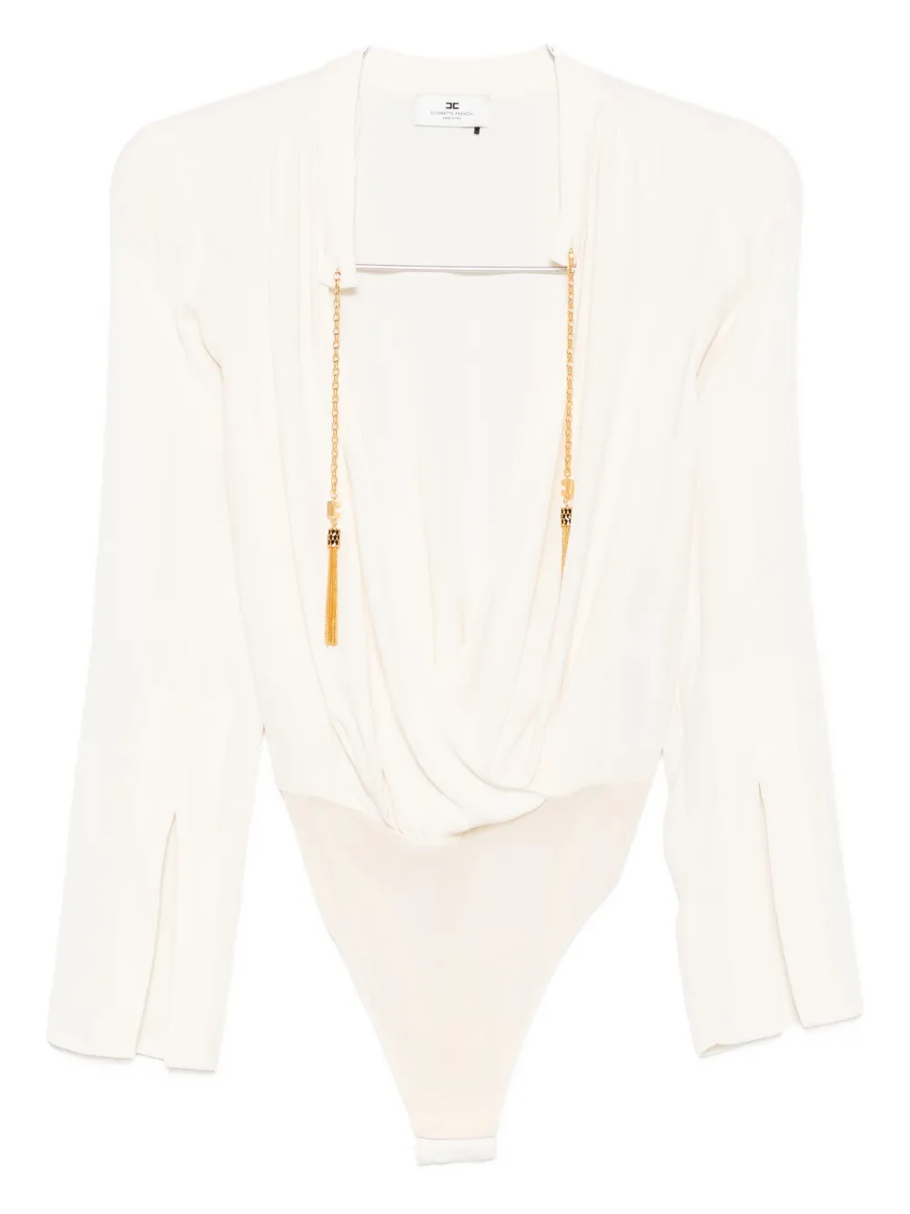 Elisabetta Franchi Chain-tassel Bodysuit In Neutral