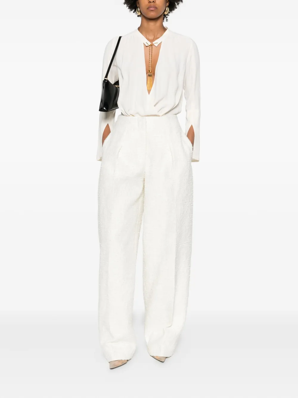 Elisabetta Franchi Chain-tassel Bodysuit In White