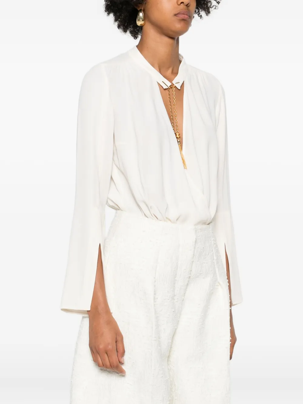 Elisabetta Franchi Chain-tassel Bodysuit In White
