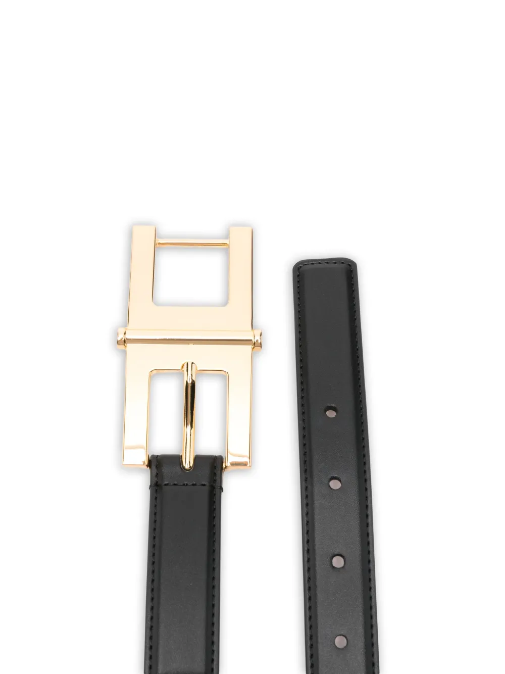 Elisabetta Franchi Leren riem met logogesp Zwart