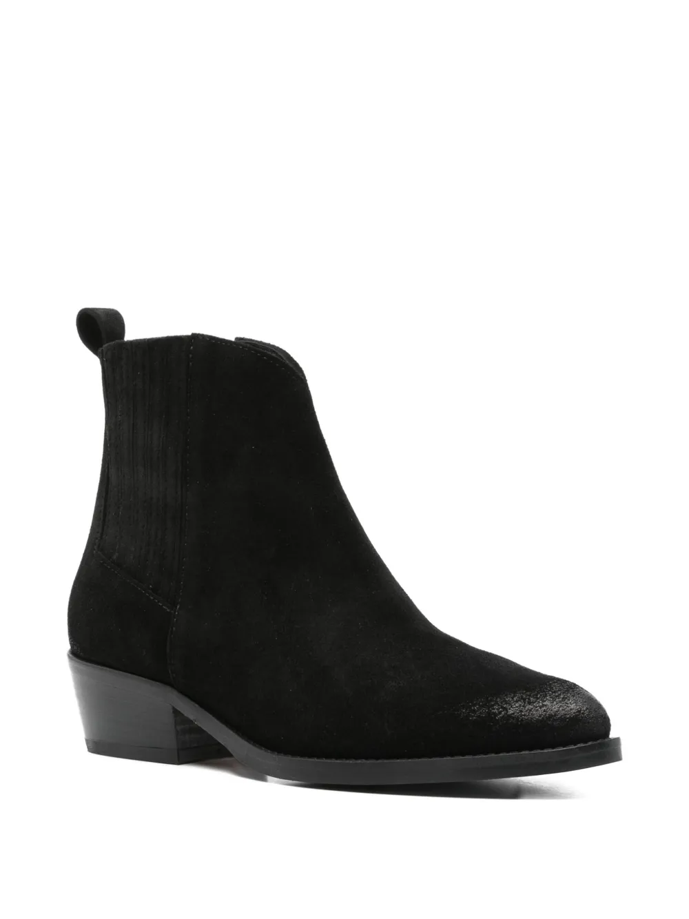 Curiosite 40mm Pointed-toe Suede Ankle Boots In Black