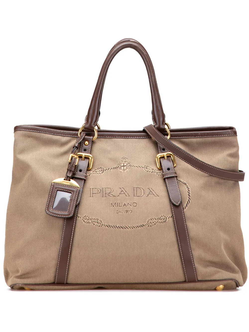 Pre-owned Prada 2000-2025 Canvas Canapa Logo Satchel In Brown
