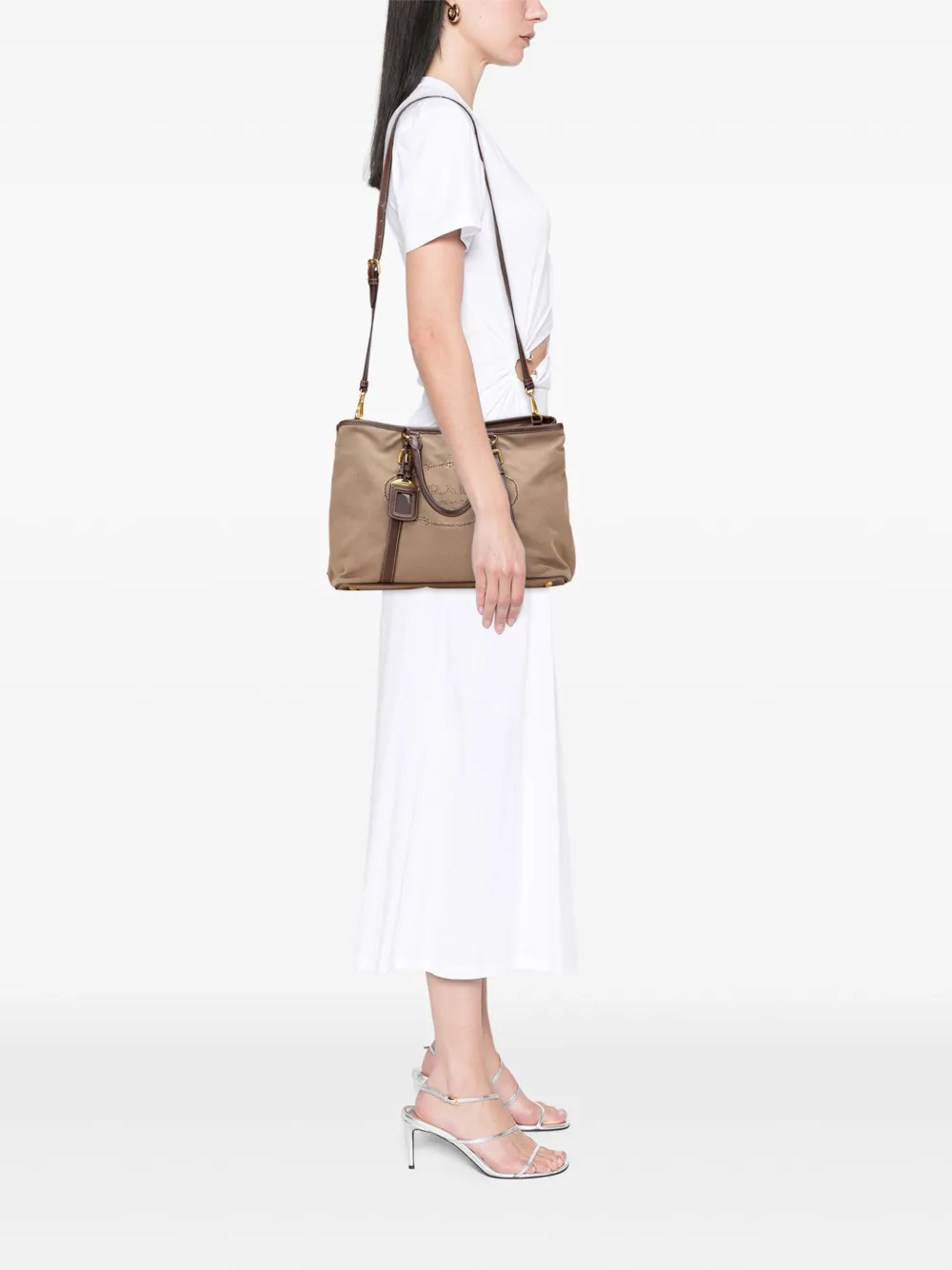 Pre-owned Prada 2000-2025 Canvas Canapa Logo Satchel In Brown