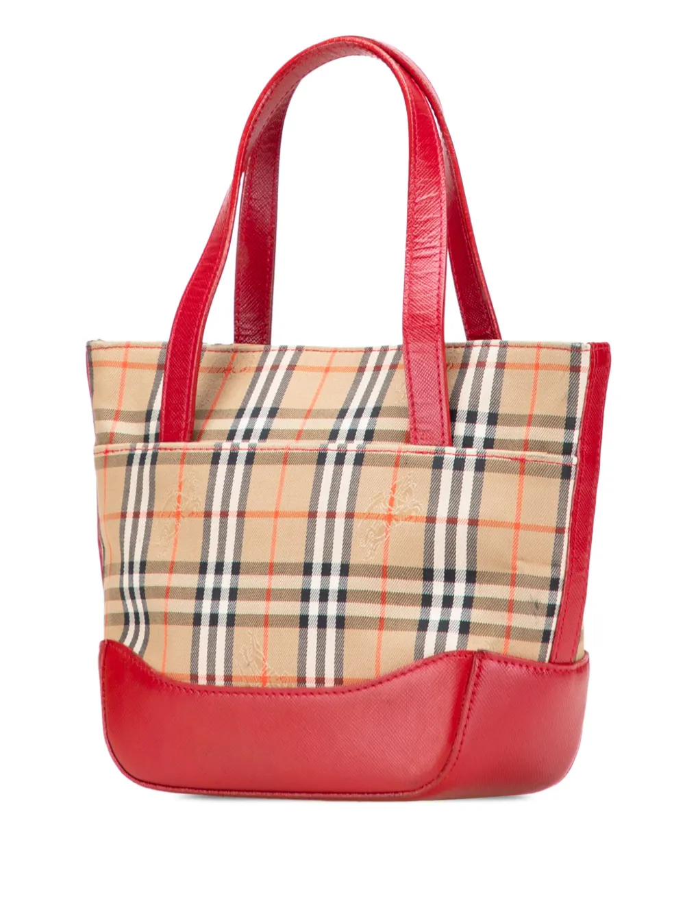 Pre-owned Burberry 2000-2017 Haymarket Check Canvas Handbag In Brown