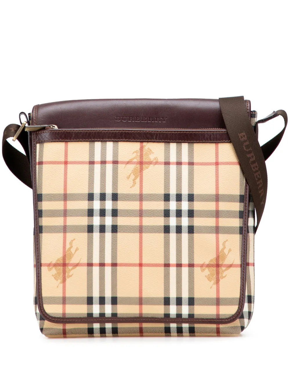 Burberry Pre-Owned 2000-2017 ヘイマーケットチェック コーテッドキャンバス ショルダーバッグ - ブラウン Burberry Pre-Owned 2000-2017 ヘイマーケットチェック コーテッドキャンバス ショルダーバッグ - ブラウン
