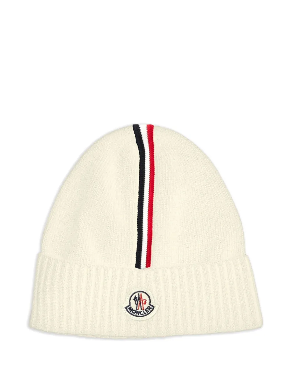 Moncler Enfant striped logo-patch beanie hat | Neutrals | Image 1