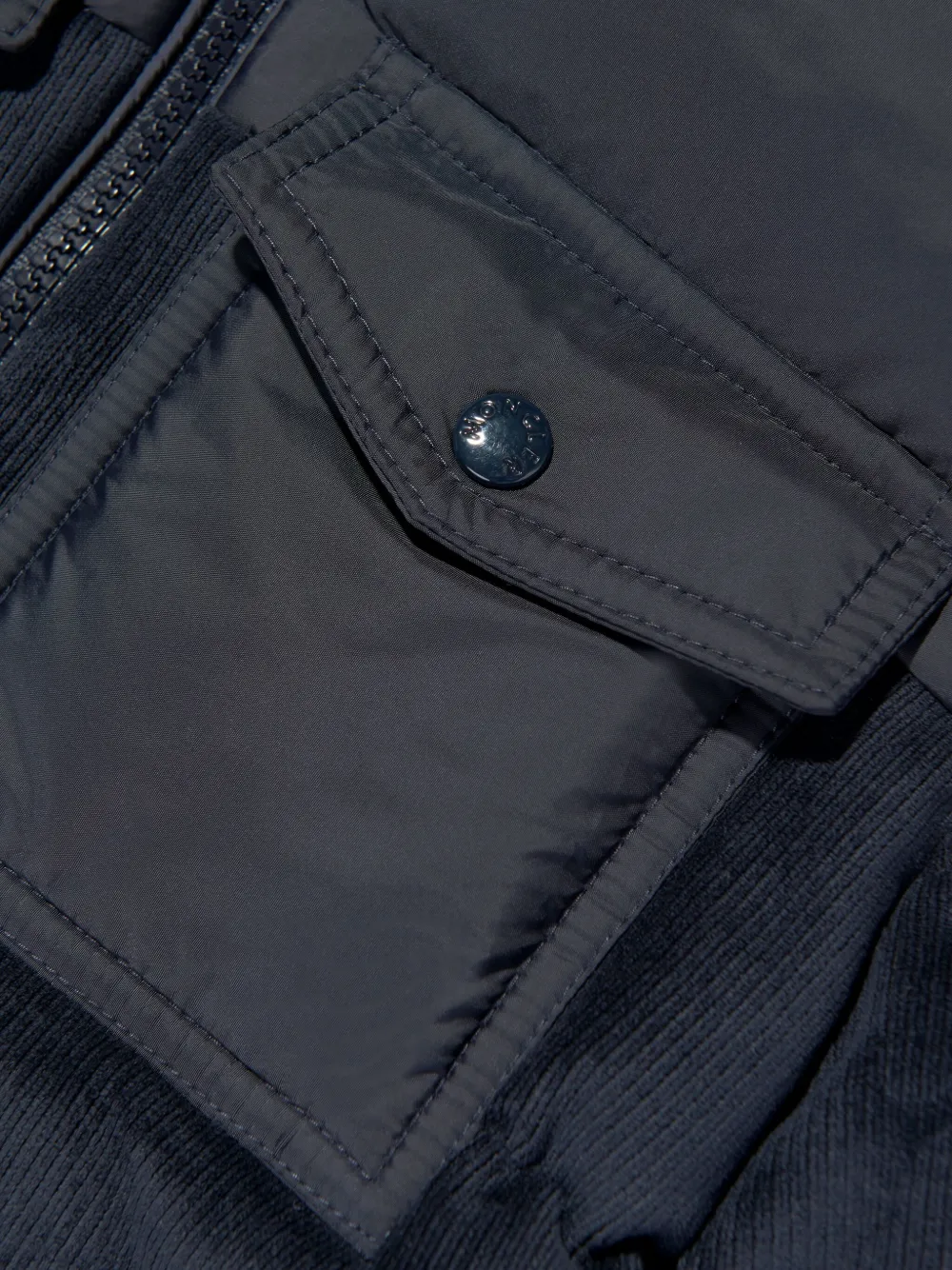 Moncler Enfant Camul gewatteerd jack met ribfluwelen vlak Blauw