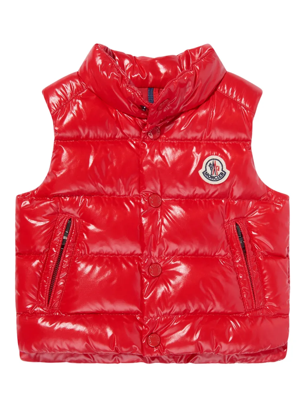 Moncler Enfant logo-patch quilted vest | Red | Image 1