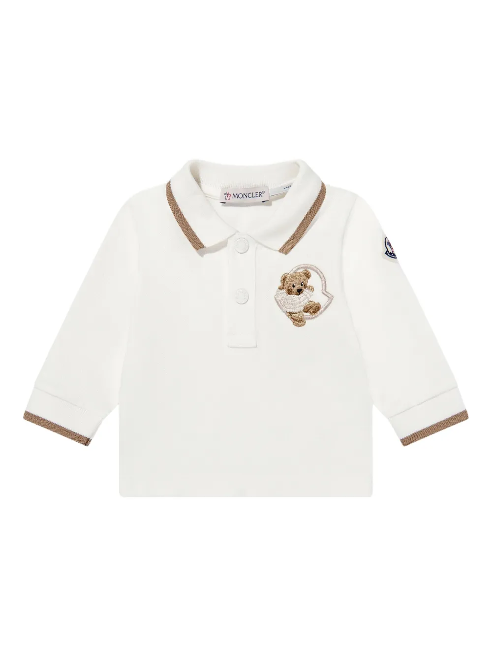 Moncler Enfant teddy-embroidered polo shirt Wit