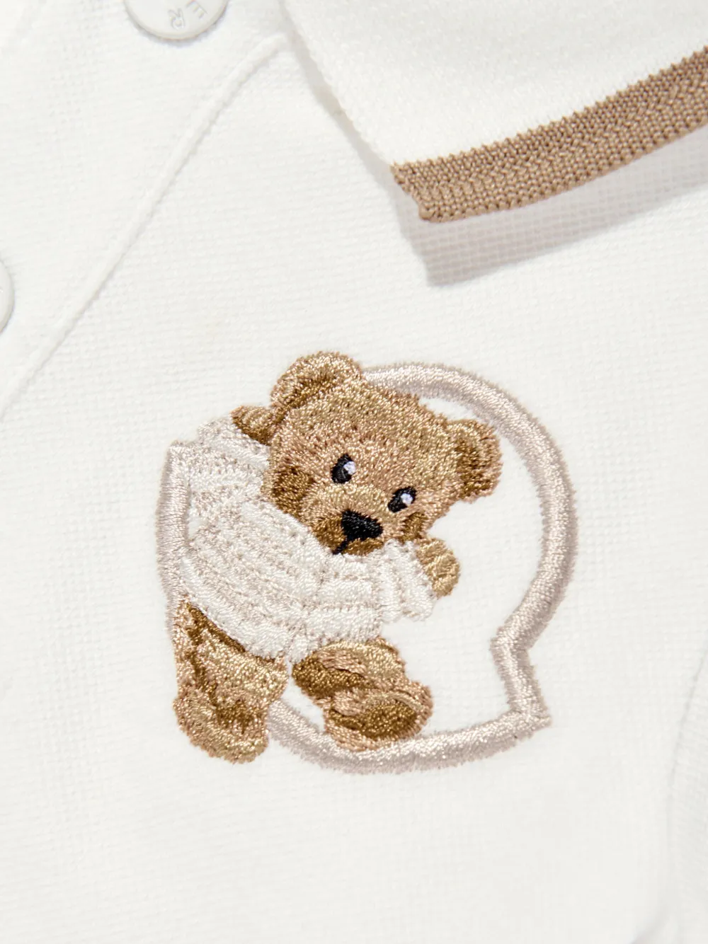 Moncler Enfant teddy-embroidered polo shirt Wit
