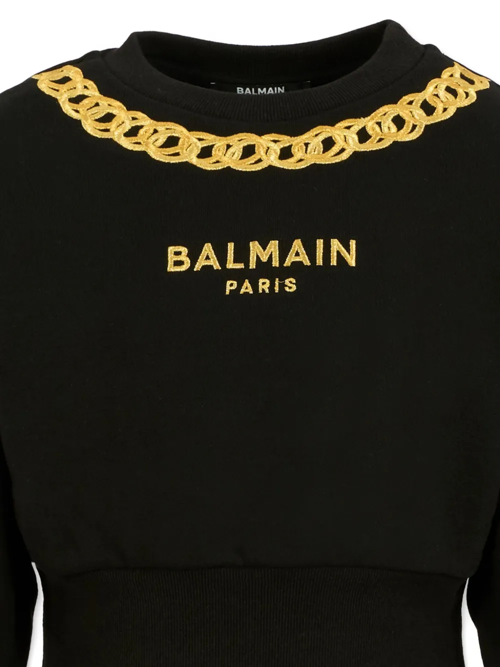 Balmain Kids chain-embellished cropped sweater Zwart
