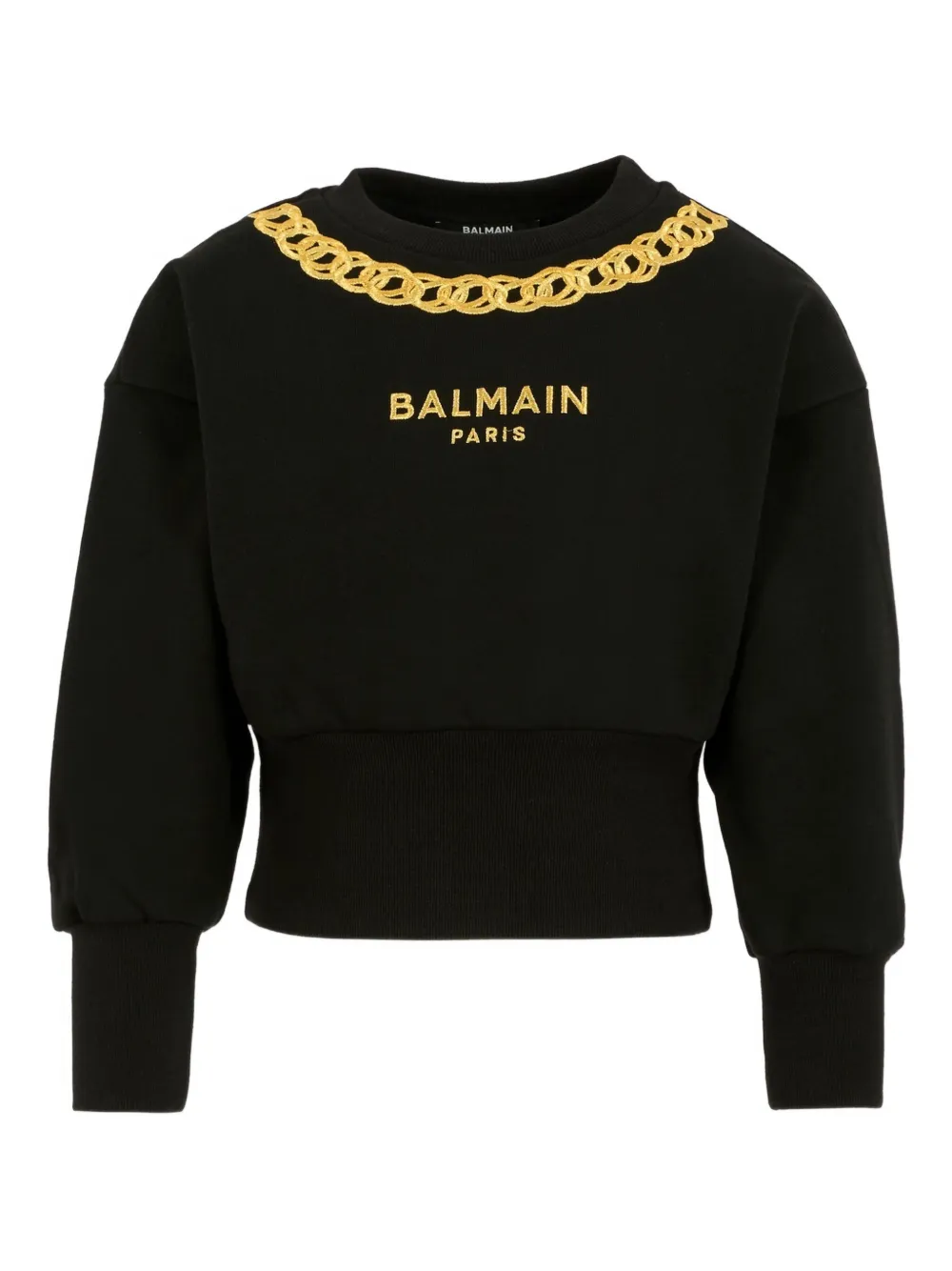 Balmain Kids chain-embellished cropped sweater - ブラック Balmain Kids chain-embellished cropped sweater - ブラック