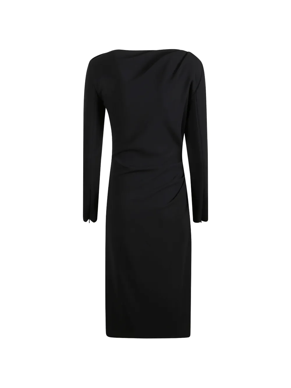 Draped Long-Sleeve Midi Dress