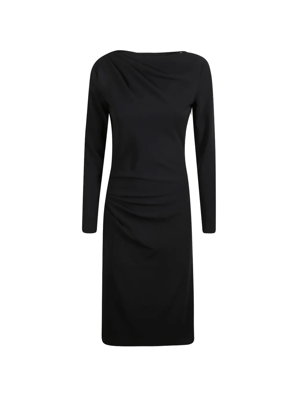 Max Mara draped long-sleeve midi dress - Nero