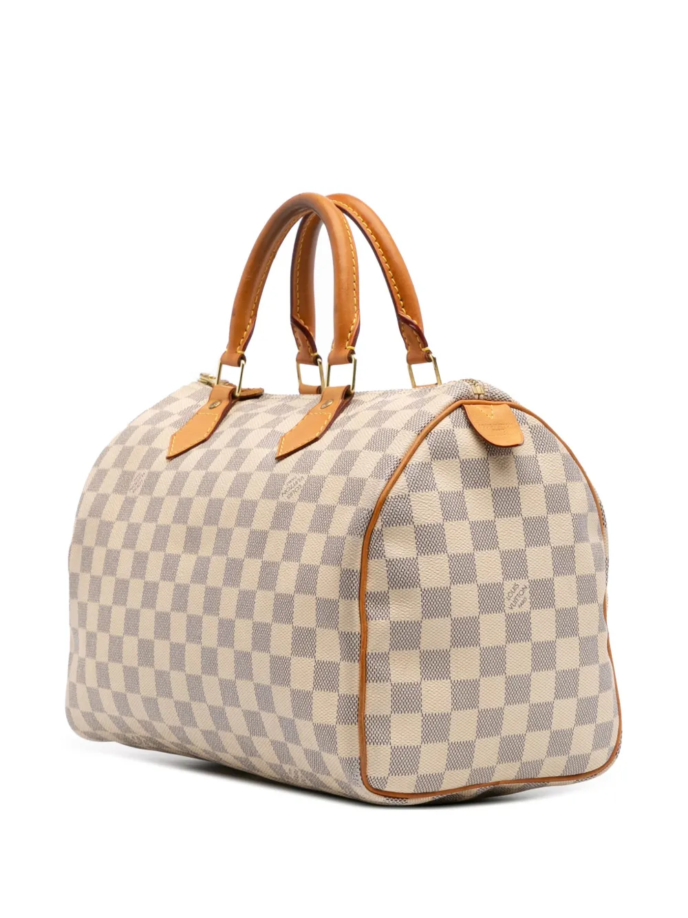 Pre-owned Louis Vuitton 2014 Damier Azur Speedy 30 Boston Bag In White