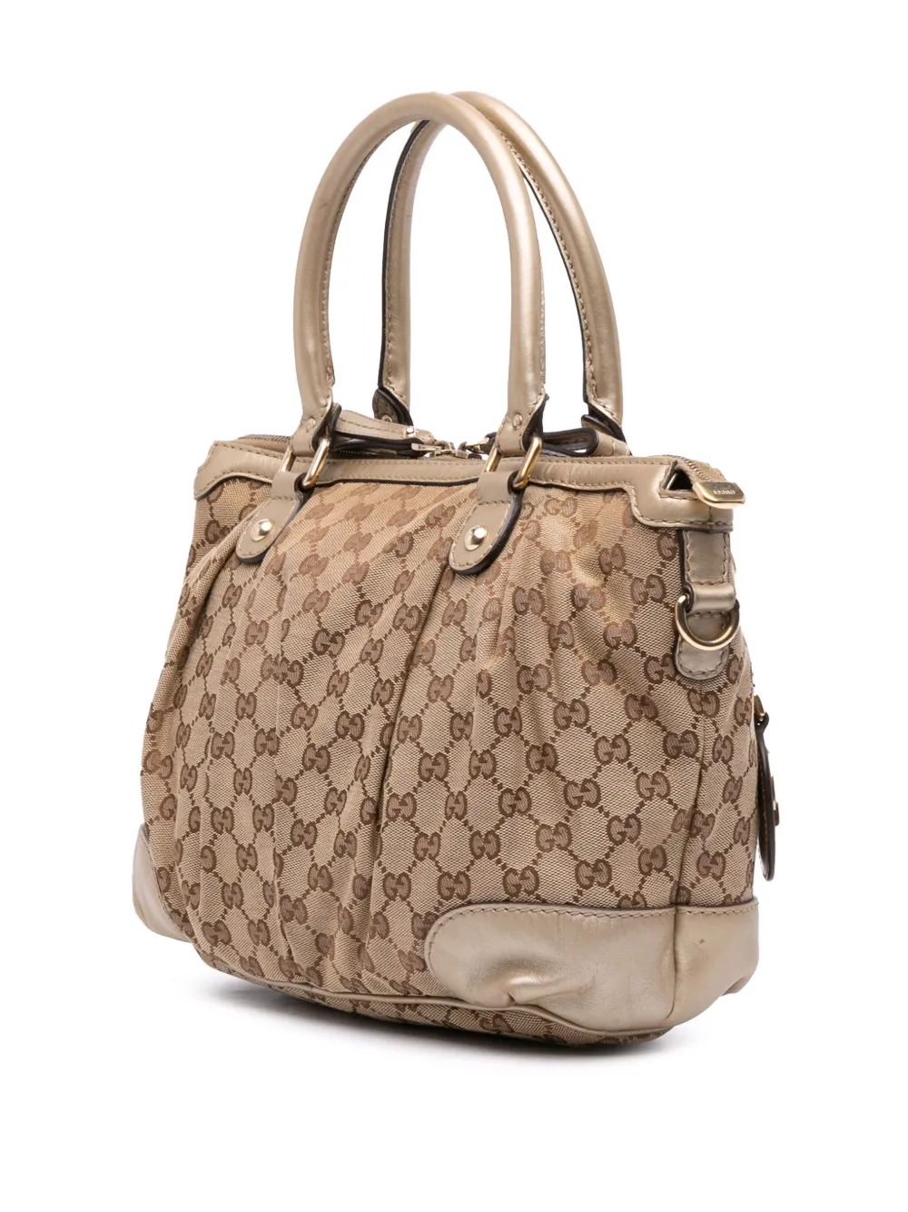 Pre-owned Gucci 2016-2025 Gg Canvas Sukey Satchel In Brown