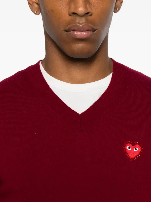 Comme Des Garçons Play Suéter Gola V Com Emblema De Coração