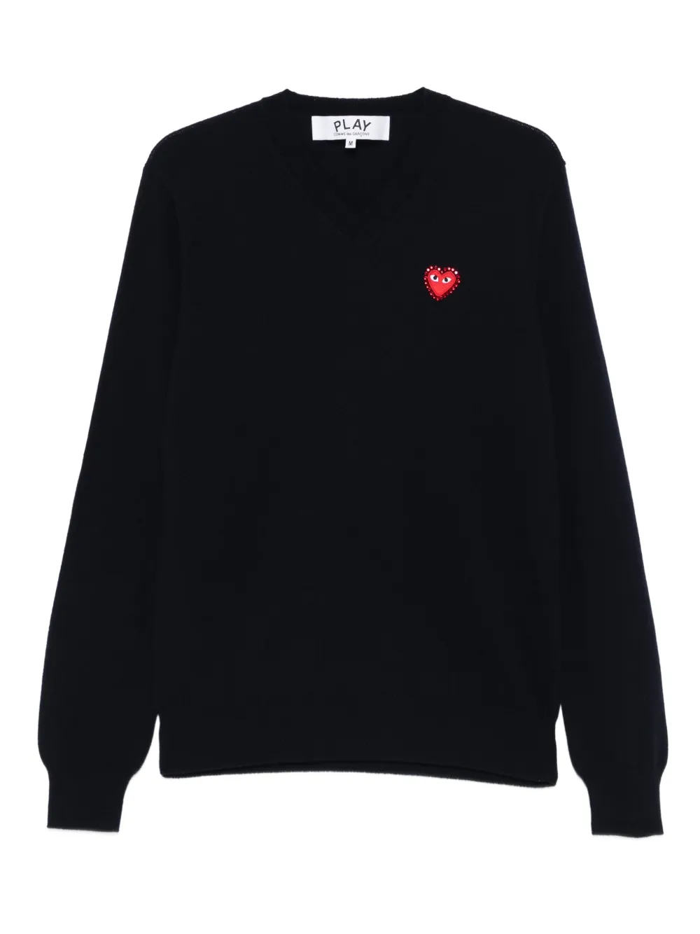 Comme Des Garçons Play Heart-emblem V-neck Sweater In Blue