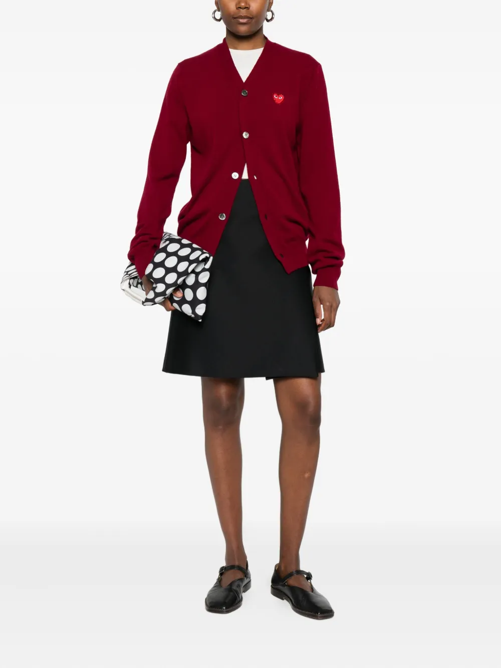 Comme Des Garçons Play Logo-patch Cardigan In Red